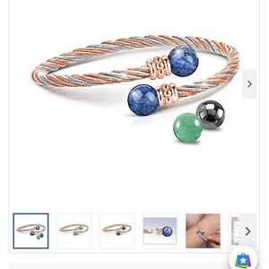 Cable bracelet with copper and interchangeable gems